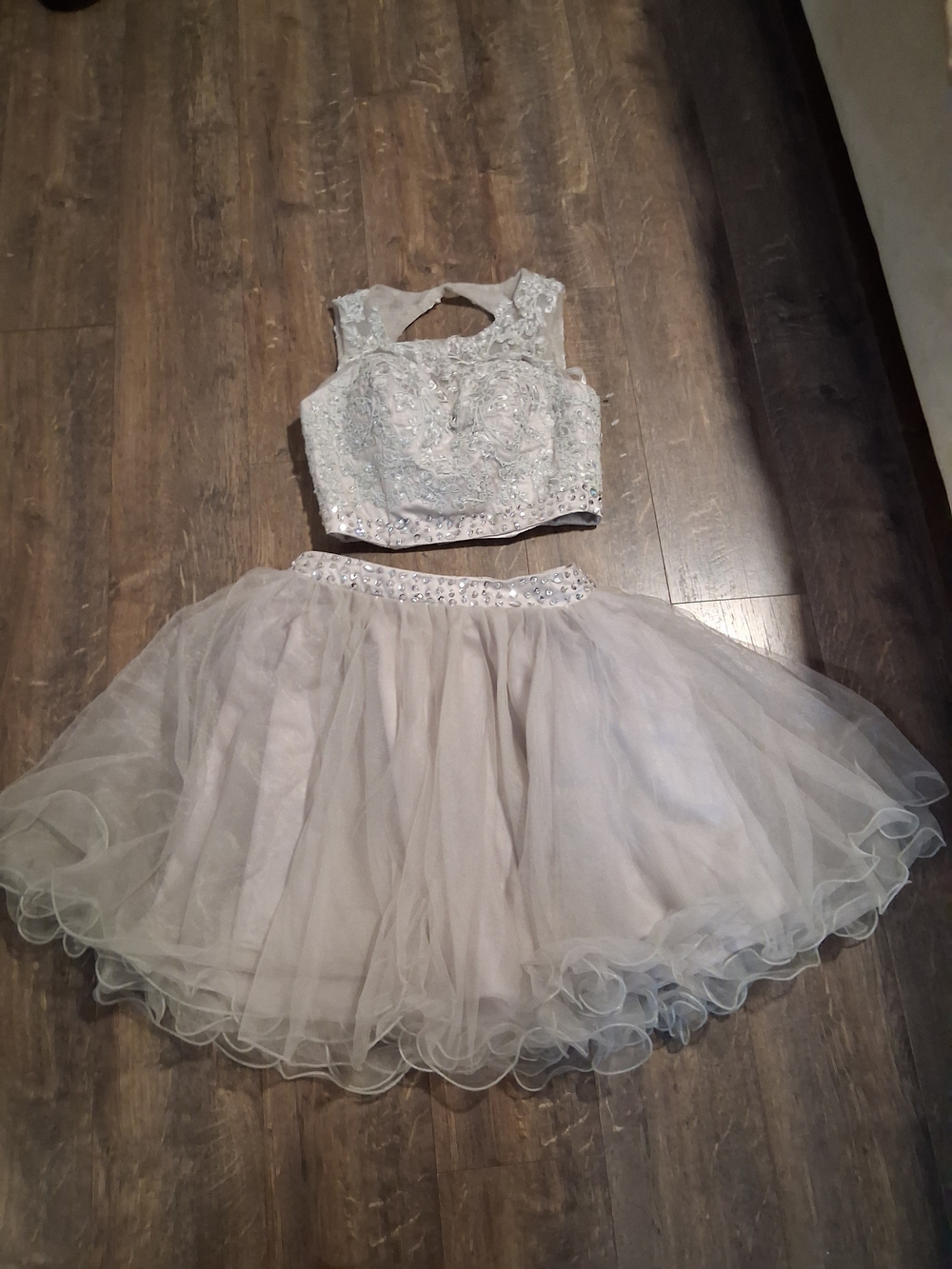 Silver Two-Piece Tutu Costume Party Prom Dress